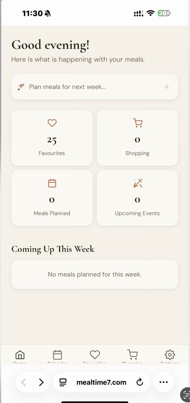 AI meal planning chat interface